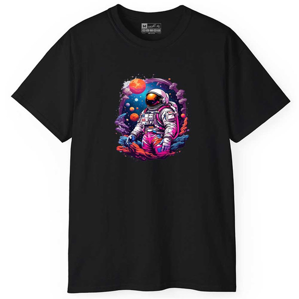 تی شرت آستین کوتاه مردانه پاد آفرین مدل فضانورد باحال کد 0402