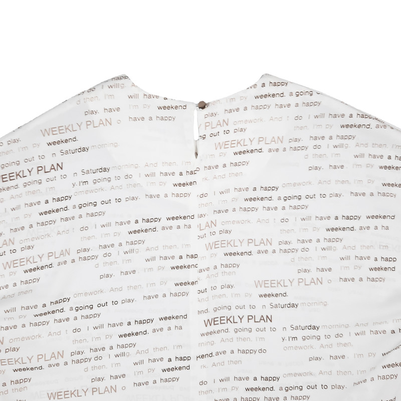 بلوز زنانه مدل یقه گرد آستین کیمونو طرح ویکلی رنگ سفید