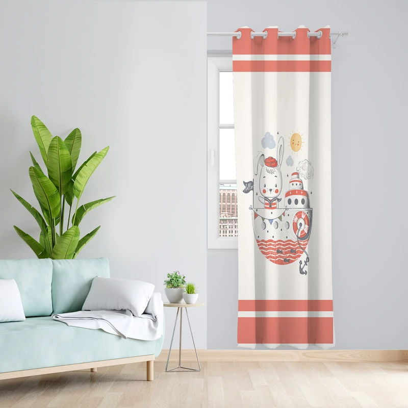 پرده طرح کودک مدل مخمل پانچی کد L 1050 Z سایز 140x200 سانتی متر