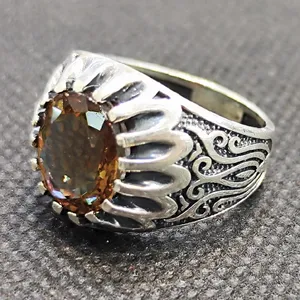 انگشتر نقره مردانه مدل سنگ الکساندریت کد 60