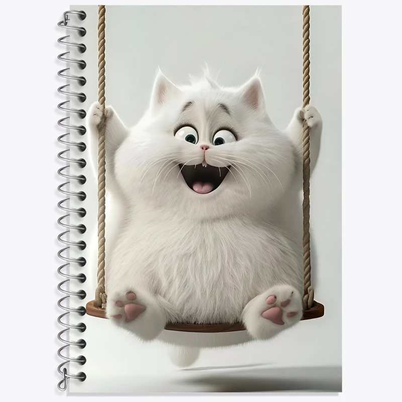 دفتر زبان 50 برگ خندالو مدل سه خط طرح گربه کیوت کد N3044