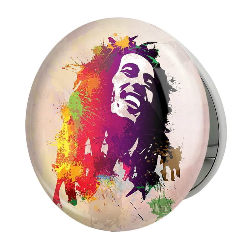 آینه جیبی خندالو طرح باب مارلی Bob Marley مدل تاشو کد 3278 