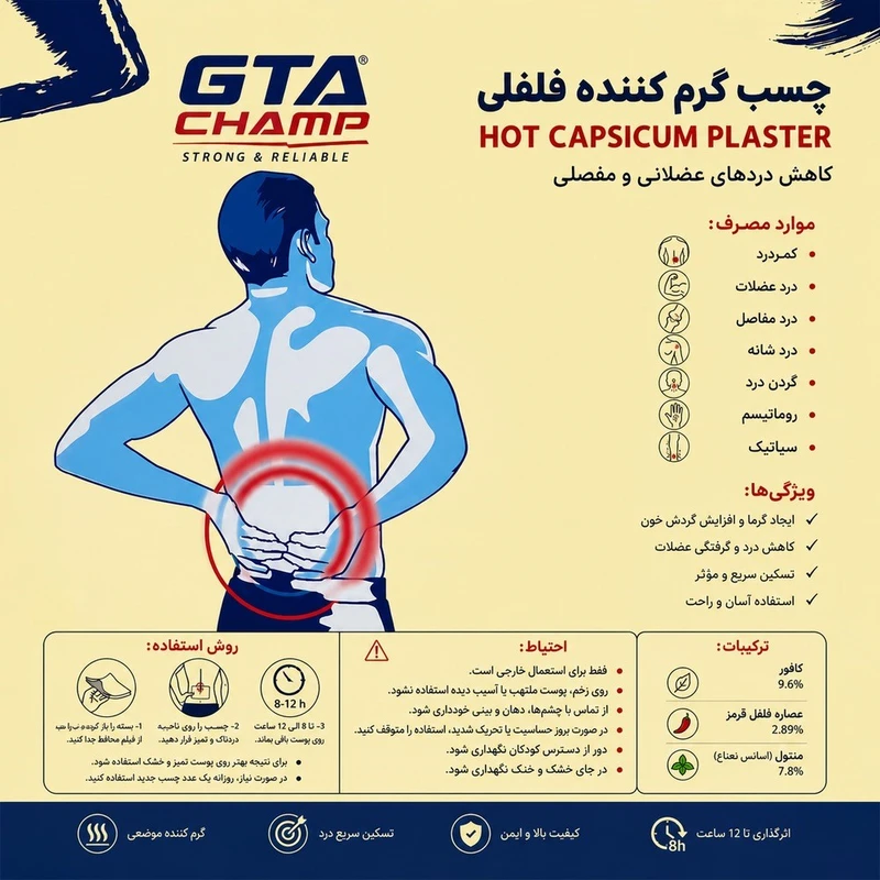 عکس شماره 4 : چسب کمر ضد درد مدل gth1 بسته 5 عددی