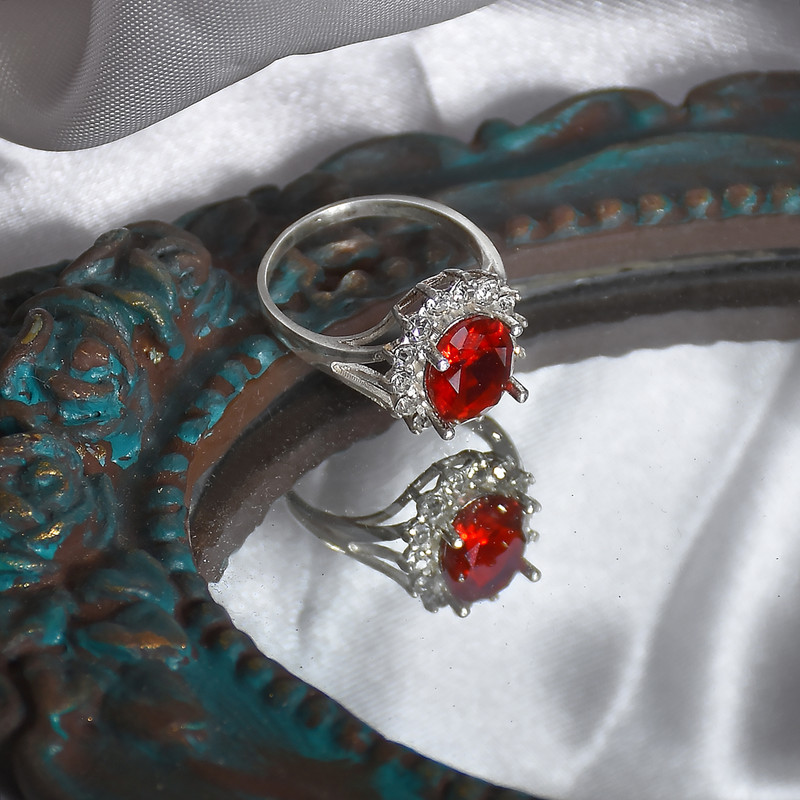 انگشتر نقره زنانه نقره جات لطفی مدل یاقوت کد ANSH06