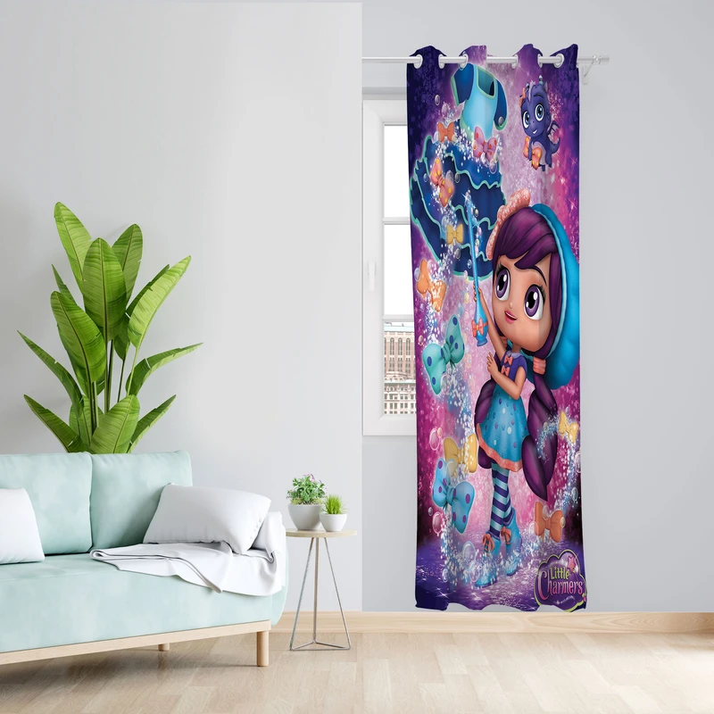  پرده مدل کارتونی مخمل پانچی کد 322R سایز 140x280 سانتی متر