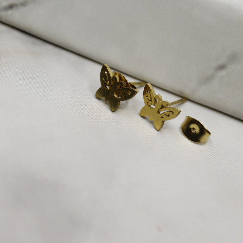 گوشواره زنانه طرح قلب و پروانه کد RKH_1519 مجموعه 2 عددی