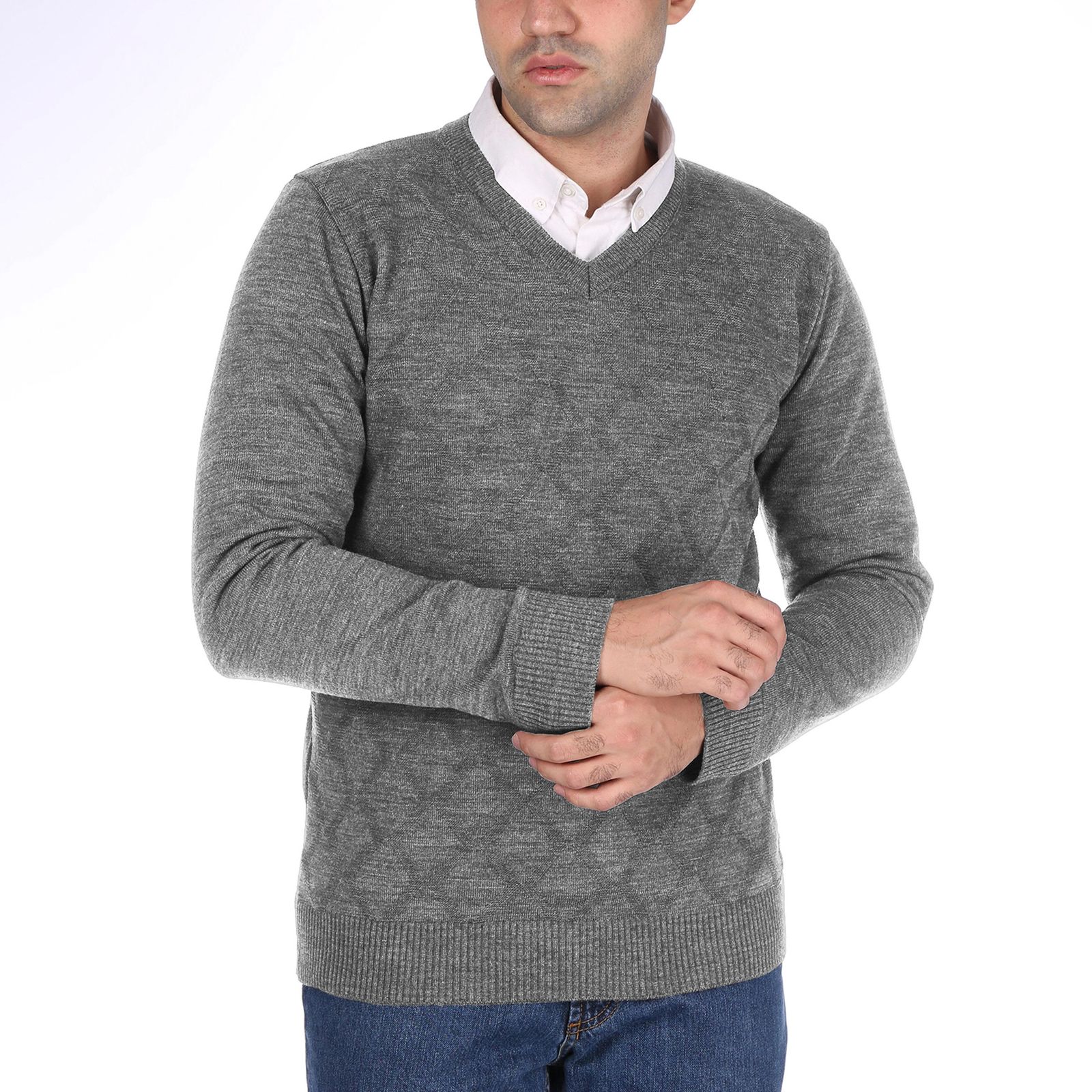 پلیور مردانه تریکو پاییزان مدل LOZ یقه هفت رنگ سبز زیتونی -  - 10