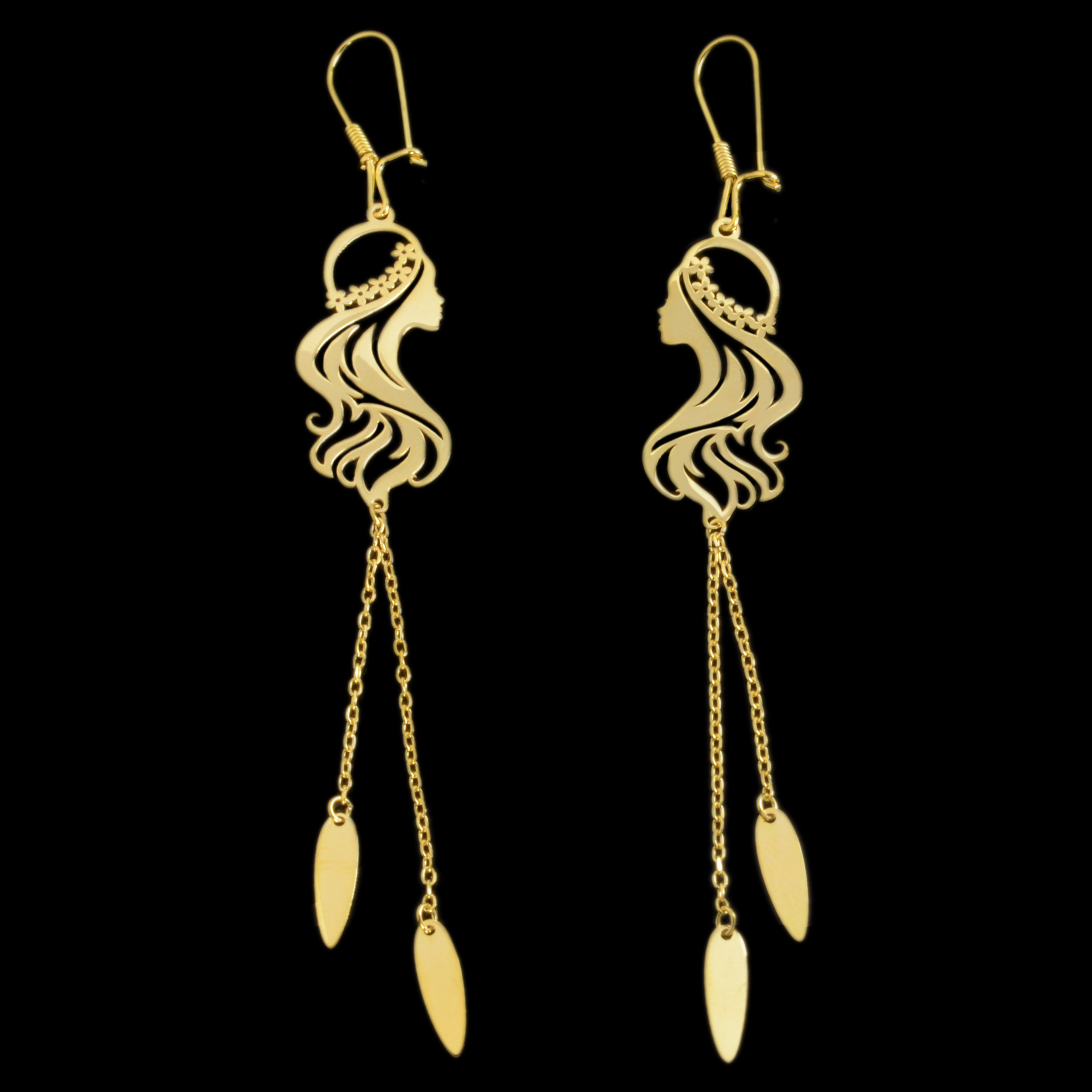 گوشواره طلا 18 عیار زنانه طلای مستجابی طرح کمند مدل 670142