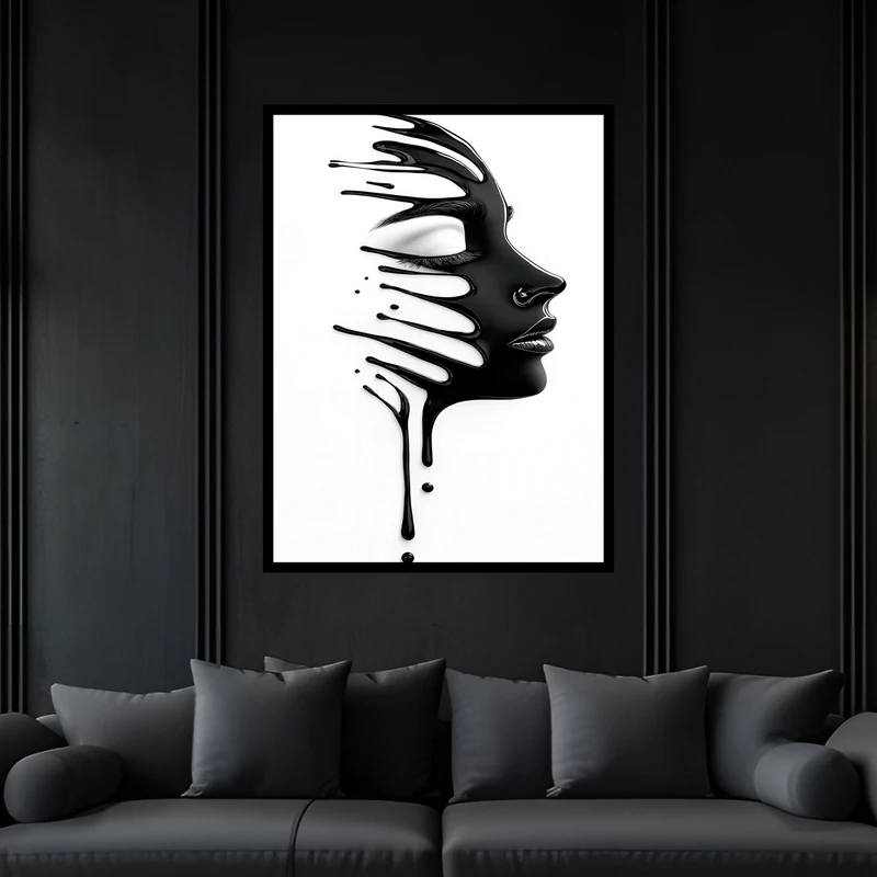 تابلو بکلیت طرح دکوراتیو مدرن ژستیک چهره دخترانه مدل B-bu7330 فریم مشکی