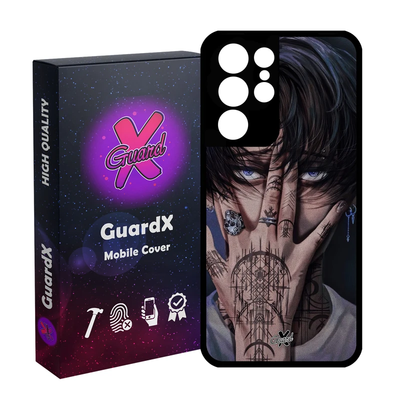 کاور گارد ایکس طرح لیوای آکرمن انیمه مدل Glass10557 مناسب برای گوشی موبایل سامسونگ Galaxy S21 Ultra