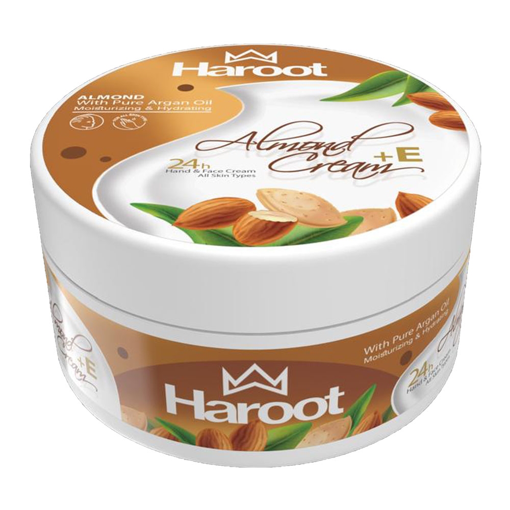 کرم مرطوب کننده دست و صورت هاروت مدل بادام مناسب برای انواع پوست حجم 300 میلی لیتر