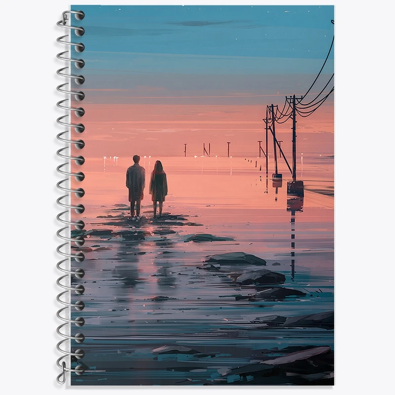دفتر زبان 50 برگ خندالو مدل سه خط طرح عاشقانه (Love) کد F319