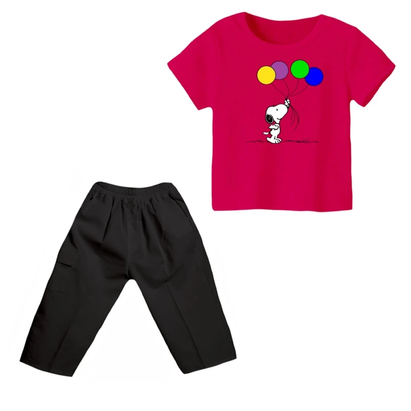 ست تی شرت و شلوارک پسرانه مدل اسنوپی کد ۶