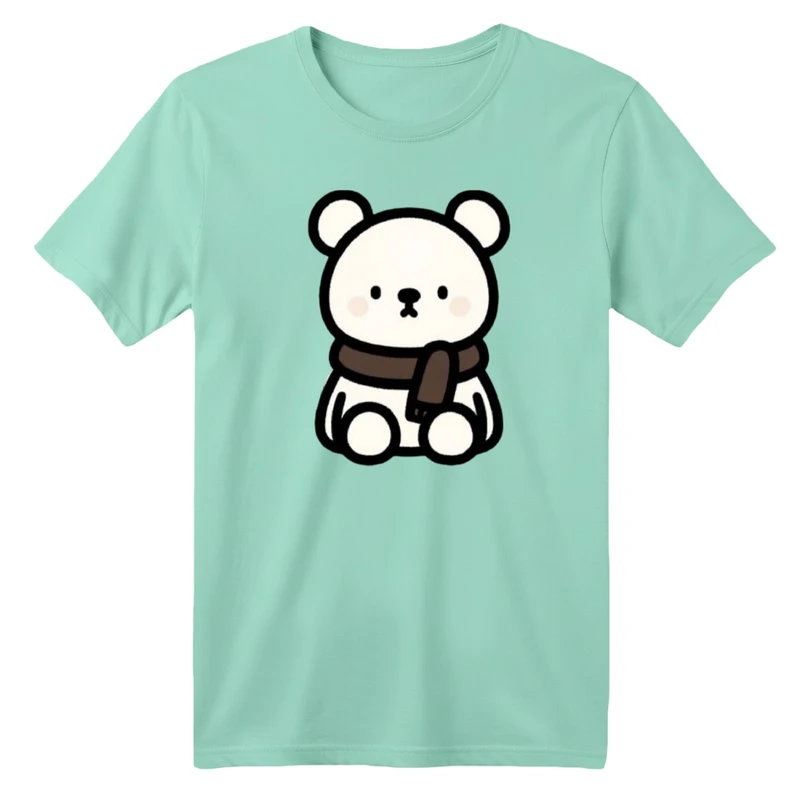 تی شرت آستین کوتاه یقه گرد بچگانه مدل خرس و شال
