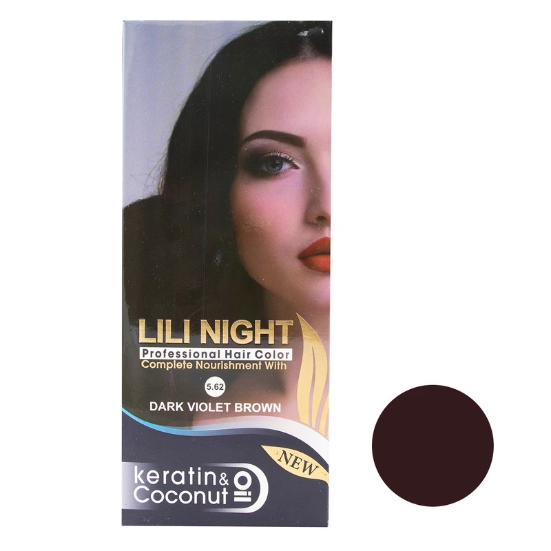 کیت رنگ مو لی لی نایت شماره 5.62 حجم 120 میلی لیتر رنگ شرابی تیره