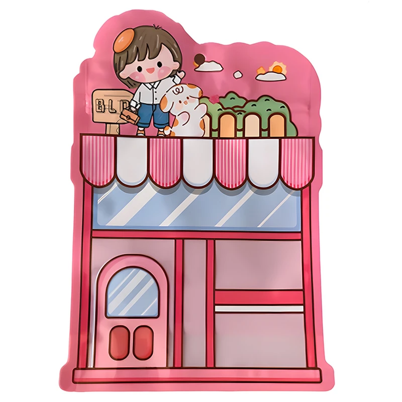 کیسه زیپ دار مدل فانتزی پلاستیکی طرح آب نبات فروشی مجموعه 5 عددی