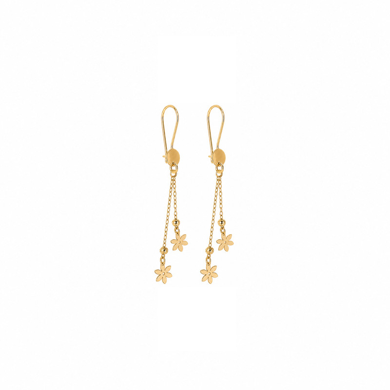 گوشواره بخیه‌ای طلا 18 عیار زنانه مان گالری مدل آویز گل کد EA01-0027100