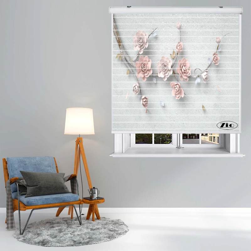 پرده زبرا زیو مدل سیلوئت کد 3D1180 سایز 150x150 سانتی متر