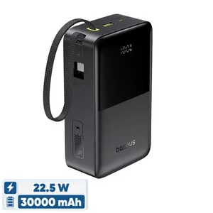 OS-Baseus EnerFill FC51 Bipow 2 Pro Digital Display Power Bank with Built-in Cable 30000mAh 22.5W Cosmic Black