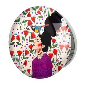 آینه جیبی خندالو طرح دخترونه مدل تاشو کد 6134 