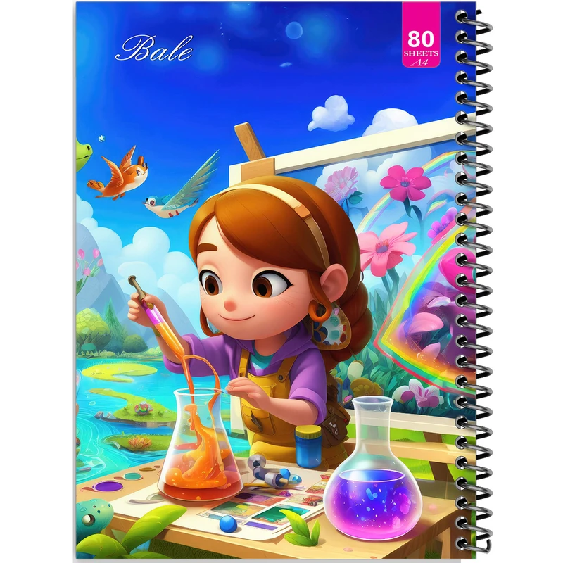 دفتر نقاشی 80 برگ بله مدل رحلی طرح فانتزی دخترانه کد A4-M520