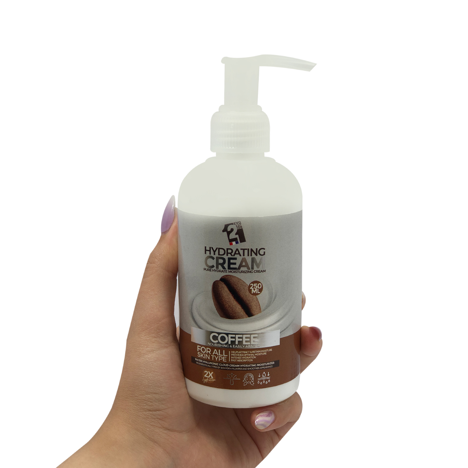 کرم آبرسان دست و صورت 121 مدل قهوه مناسب برای انواع پوست حجم 250 میلی لیتر