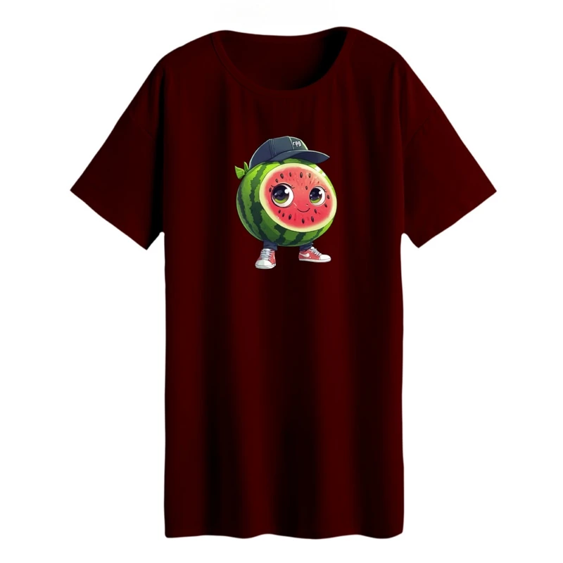 تی شرت لانگ زنانه مدل هندوانه اسپرت