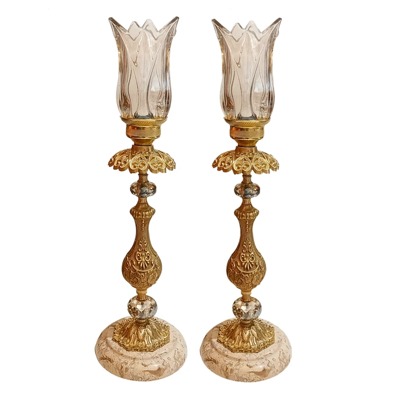 شمعدان برنجی مدل امپراتور کد S-4284 بسته دو عددی 