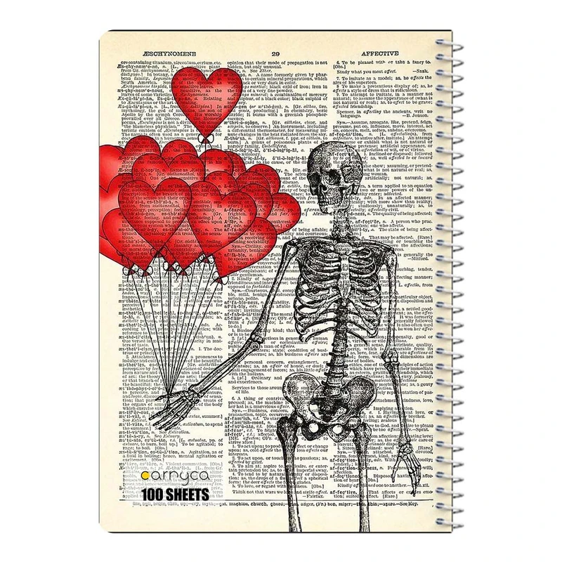 دفتر مشق 100 برگ سیمی کارنیکا طرح روزنامه وینتج اسکلت Vintage Newspaper Skeleton کد 69641