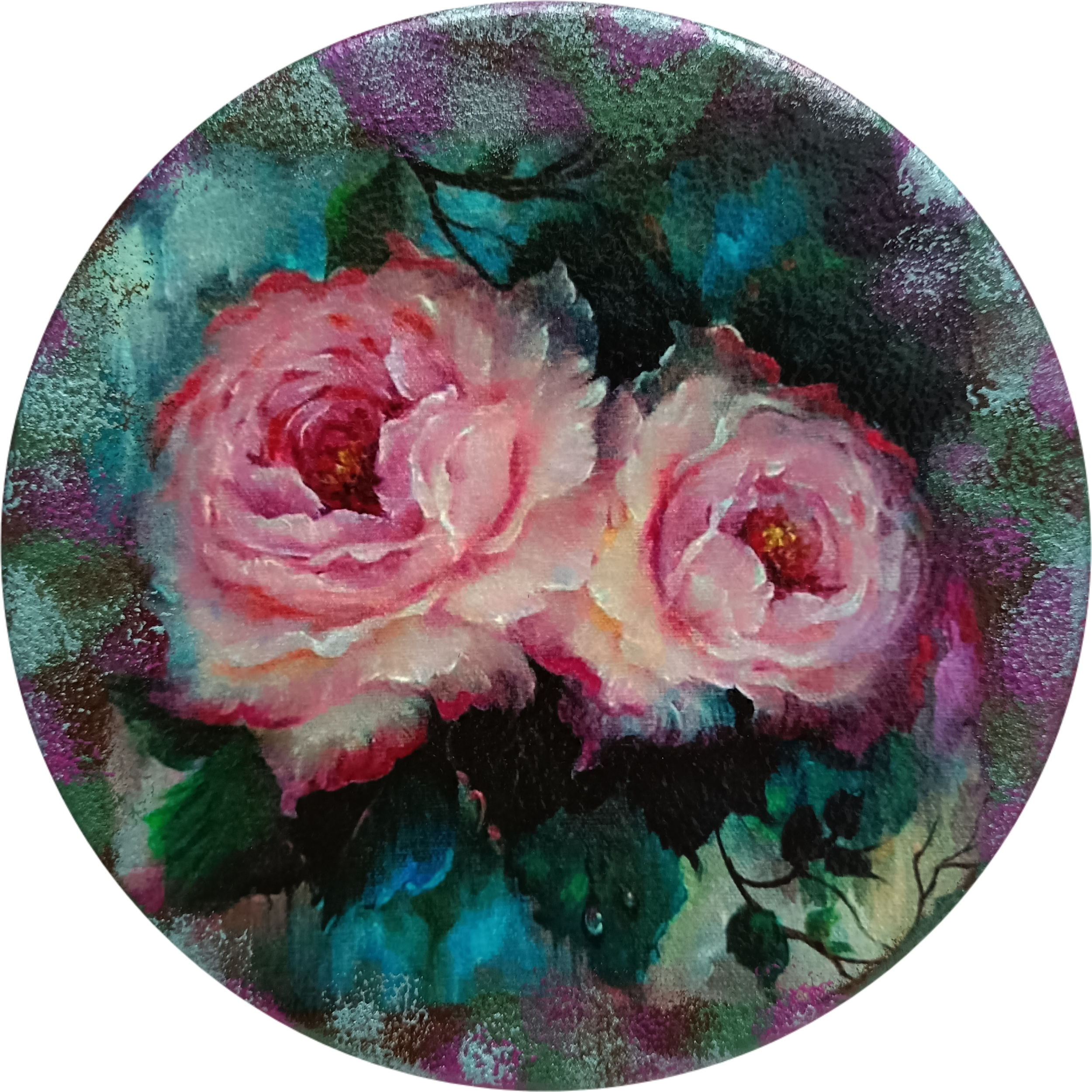 بشقاب دیوارکوب سفالی مدل گل کد 12 مجموعه 2 عددی