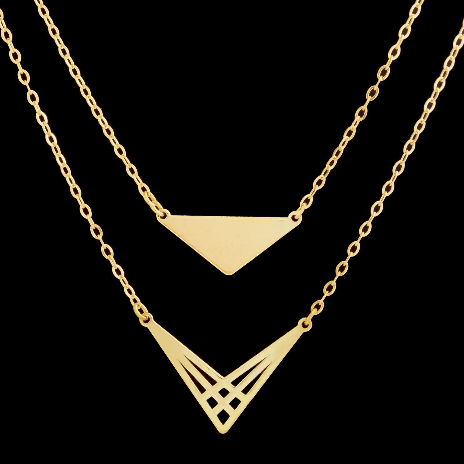 گردنبند طلا 18 عیار زنانه طلای مستجابی مدل مالتی لایر مثلث  کد 43