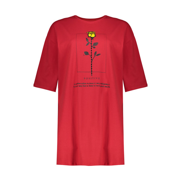 تی شرت لانگ آستین کوتاه زنانه طرح گل رز کد Mhr-4