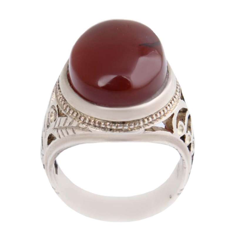 انگشتر نقره مردانه مدل سنگ عقیق یمانی رکاب دست ساز کد AM_2476