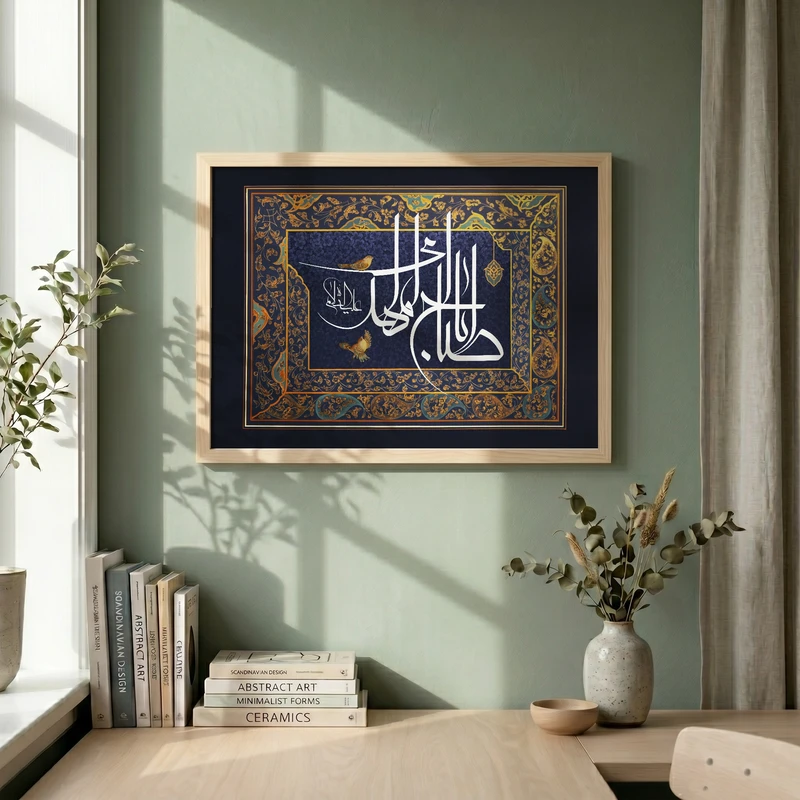 تابلو طرح اباصالح المهدی مدل G13729 فریم کرم روشن