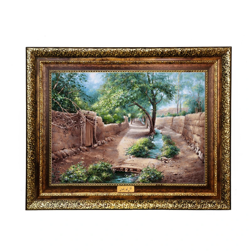 تابلو فرش ماشینی نقش نگار رضوی طرح کوچه باغ کد 1918H