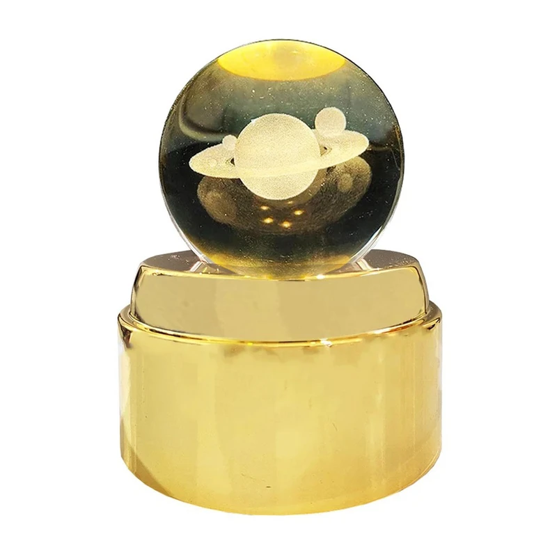 چراغ خواب مدل گوی کریستال موزیکال چرخان طرح سیاره زحل