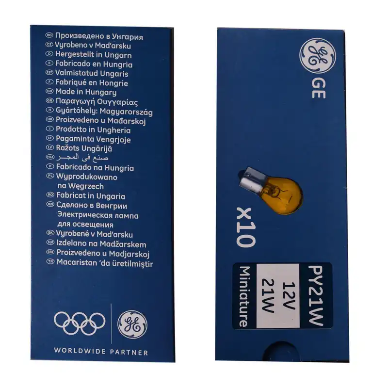 لامپ هالوژن خودرو جنرال الکتریک مدل PY21W بسته 2 عددی