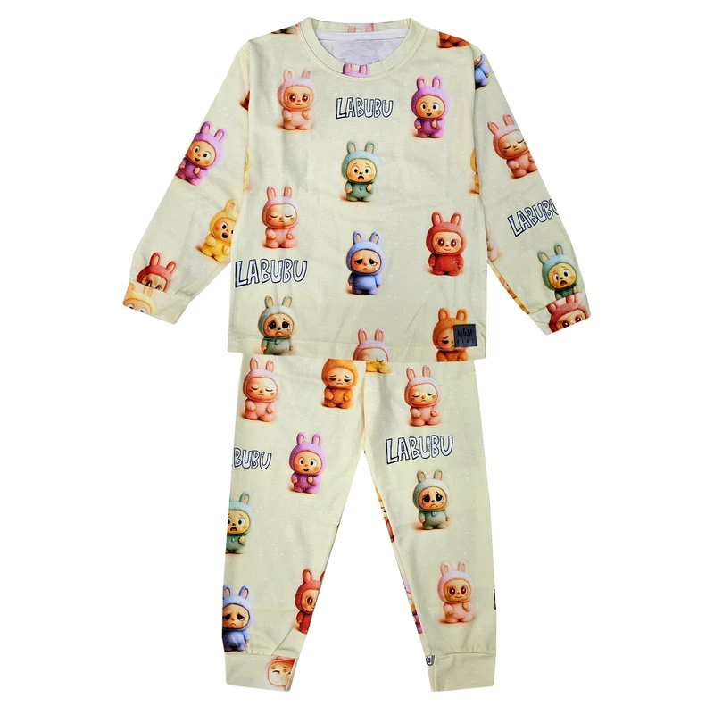 ست تی‌شرت آستین بلند و شلوار راحتی دخترانه مدل لبوبو احساسات