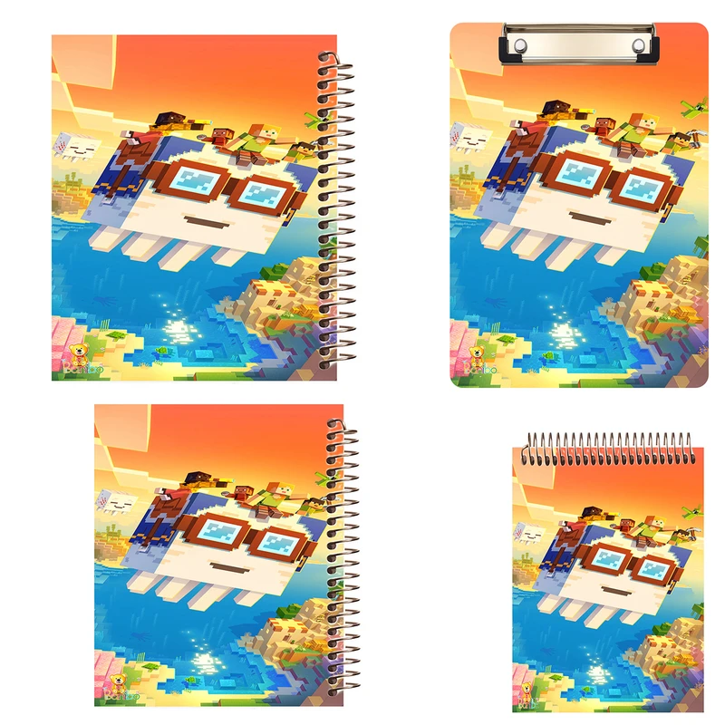 دفتر 100 برگ بانیبو مدل ماینکرافت کد 2704 به همراه تخته شاسی بسته 4 عددی