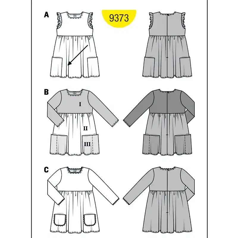 الگو خیاطی پیراهن کودک مجله بوردا استایل کد 9373 سایز 18 ماه تا 6 سال متدمولر