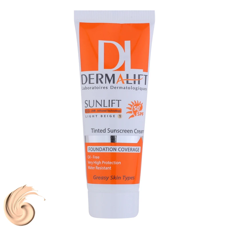 کرم ضدآفتاب رنگی درمالیفت مدل Sunlift SPF50 بژ روشن، حجم 40 میلی‌لیتر