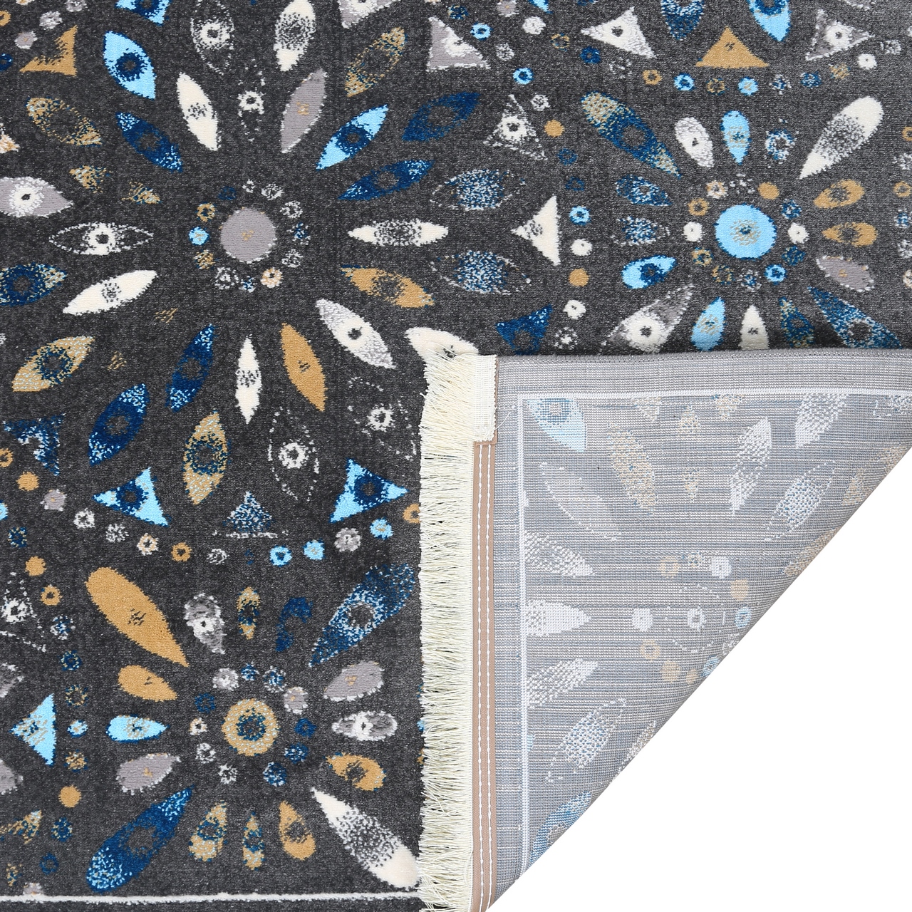 فرش ماشینی دنیای فرش مدل طوطیا کد 8 زمینه نقره ای