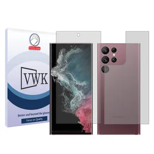 VWK Tough model transparent screen protector suitable for Samsung Galaxy S22 Ultra 5G mobile phone along with the back protector