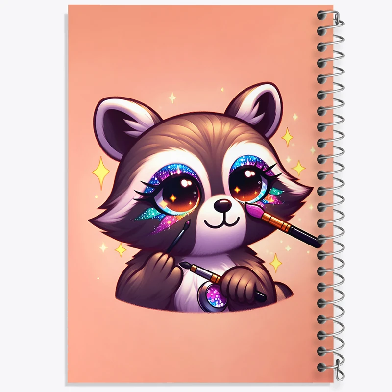 دفتر ژورنال نویسی 50 برگ خندالو مدل نقطه ای طرح راکون بامزه کد F8425