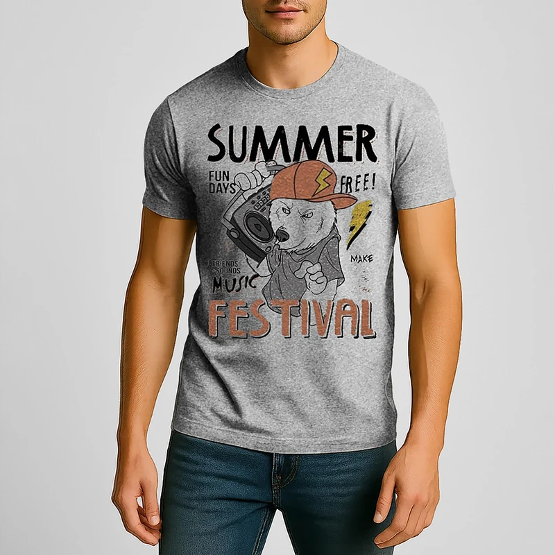 تیشرت آستین کوتاه مردانه مدل خرس F912