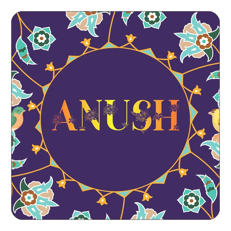 مگنت کاکتی طرح اسم آنوش anush مدل گل و بلبل کد mg11423