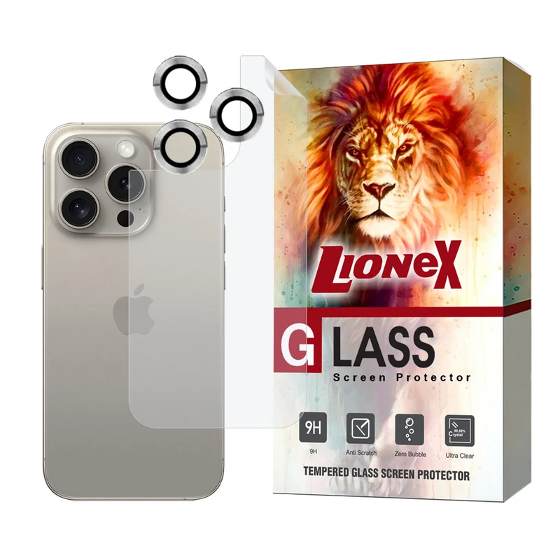 محافظ پشت گوشی لایونکس مدل MTBRINGL مناسب برای گوشی موبایل اپل iPhone 15 pro max به همراه محافظ لنز