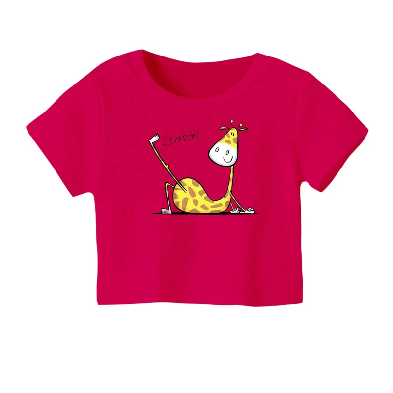 کراپ‌ تی‌شرت آستین کوتاه زنانه مدل زرافه کد ۳