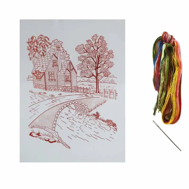 بسته گلدوزی مدل کلبه بهاری کد 14 مجموعه 3 عددی