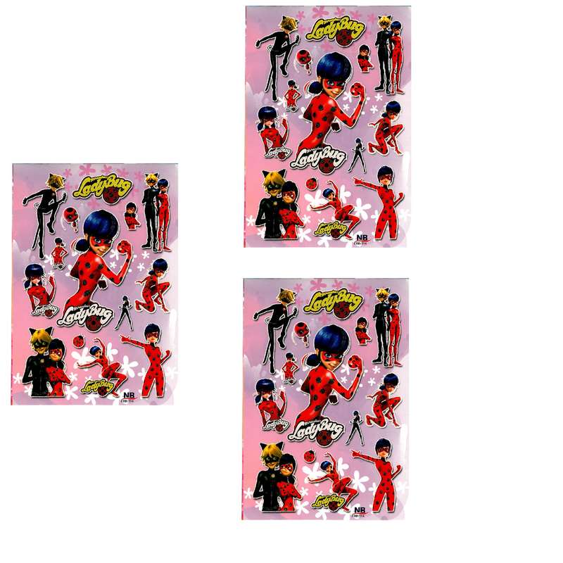 استیکر کودک طرح دختر کفشدوزکی و پسر گربه ای کد NB 114 بسته 3 عددی